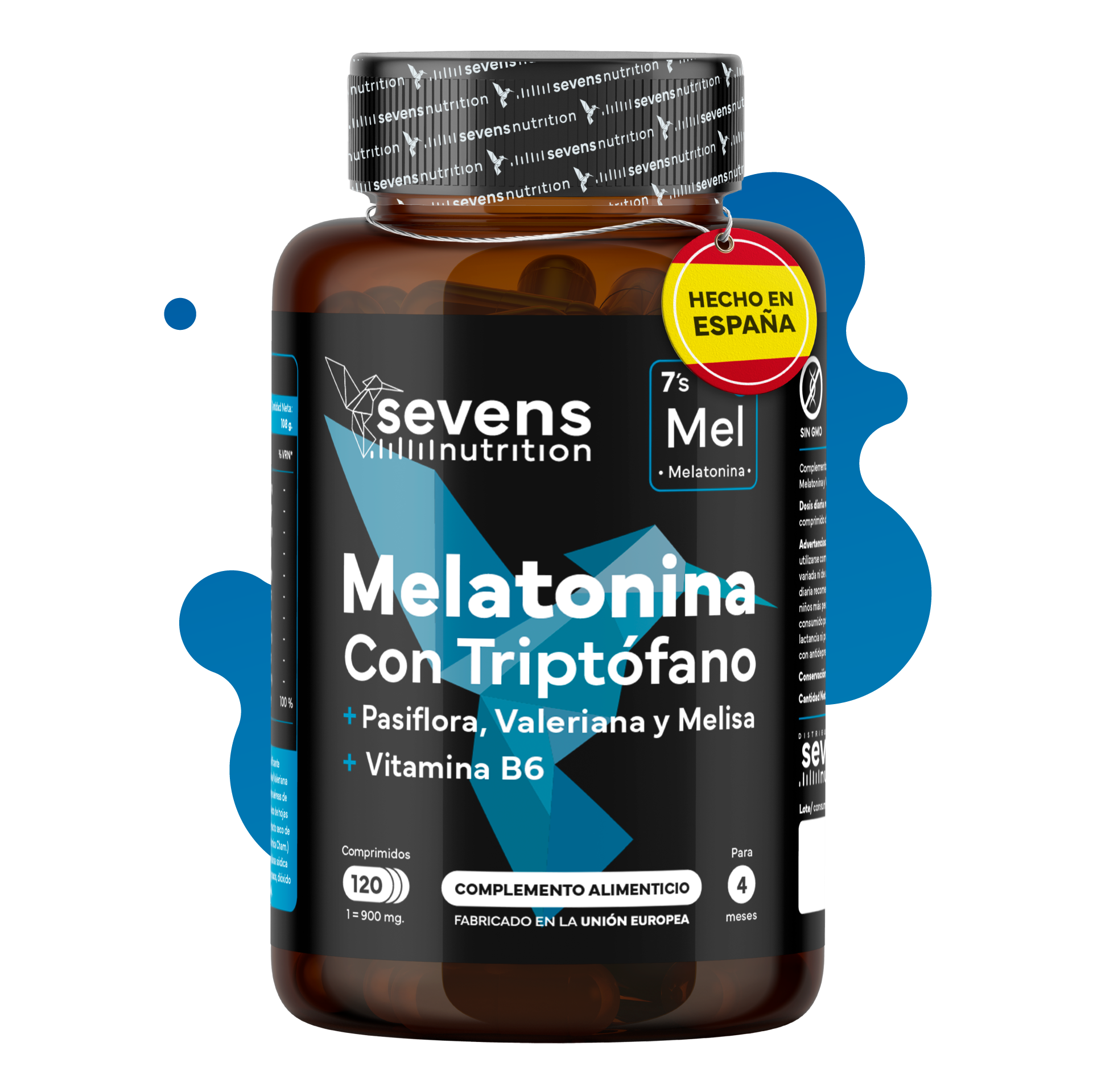 Melatonina Con Triptófano Sevens Nutrition. Mejora El Sueño.