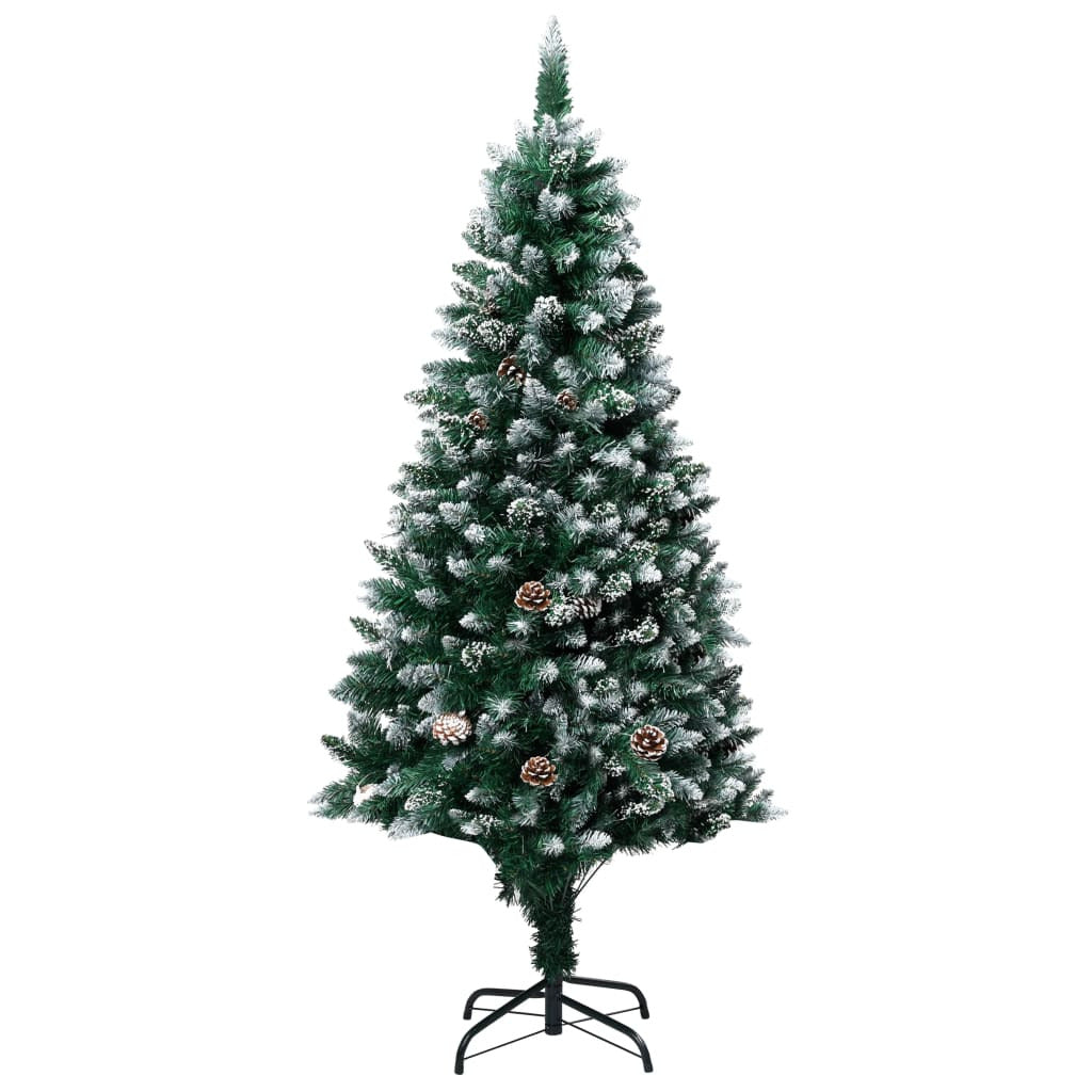 Vidaxl Árbol De Navidad Artificial Con Piñas Y Nieve Blanca 180 Cm_0