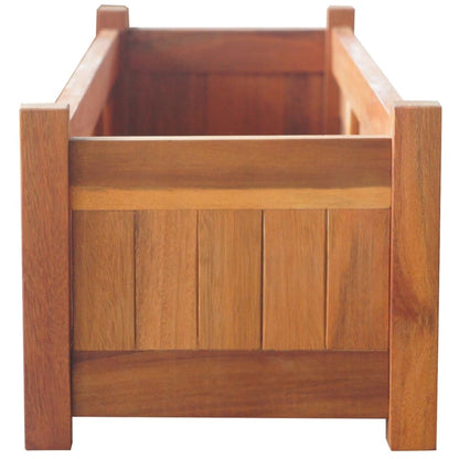 Arriates Elevados De Jardín 2 Pzas Madera Acacia 100x30x25 Cm_4