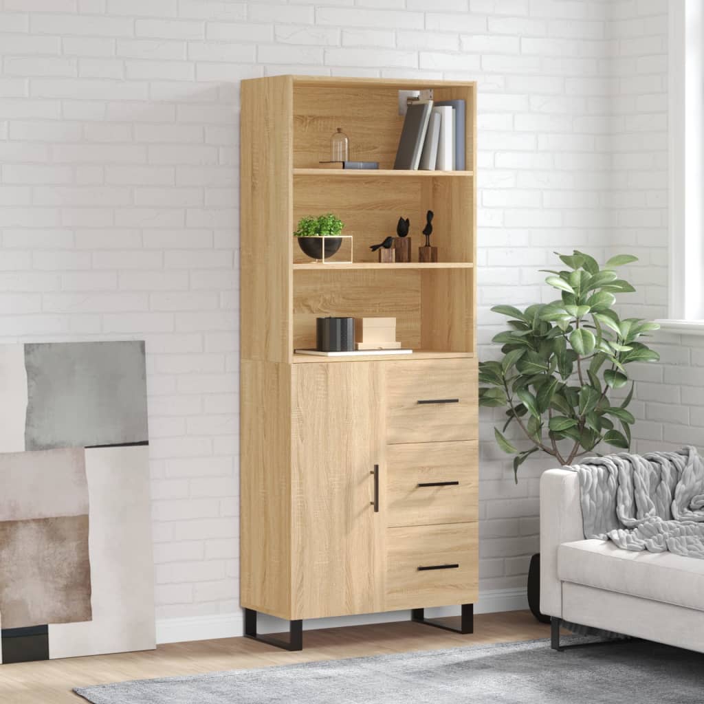 Aparador Alto Madera Contrachapada Color Roble 69,5x34x180 Cm_0