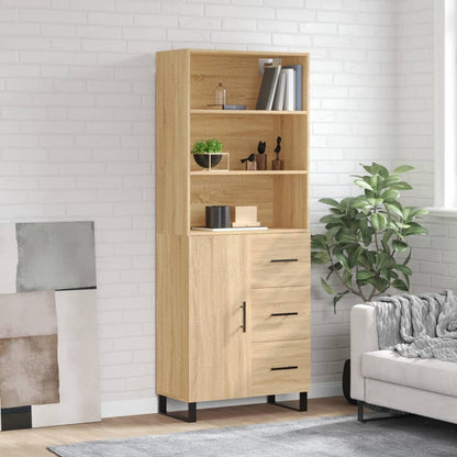 Aparador Alto Madera Contrachapada Color Roble 69,5x34x180 Cm_0