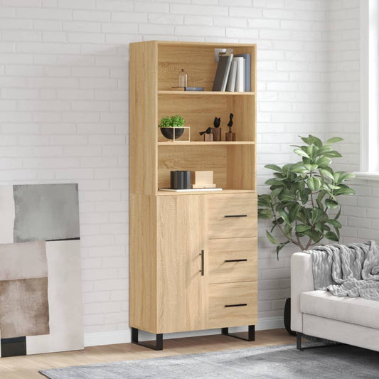 Aparador Alto Madera Contrachapada Color Roble 69,5x34x180 Cm_0