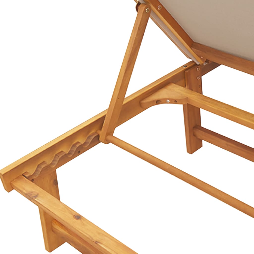 Tumbonas 2 Uds Con Mesa Madera Maciza Acacia Y Textileno Taupe / Vetonek_3