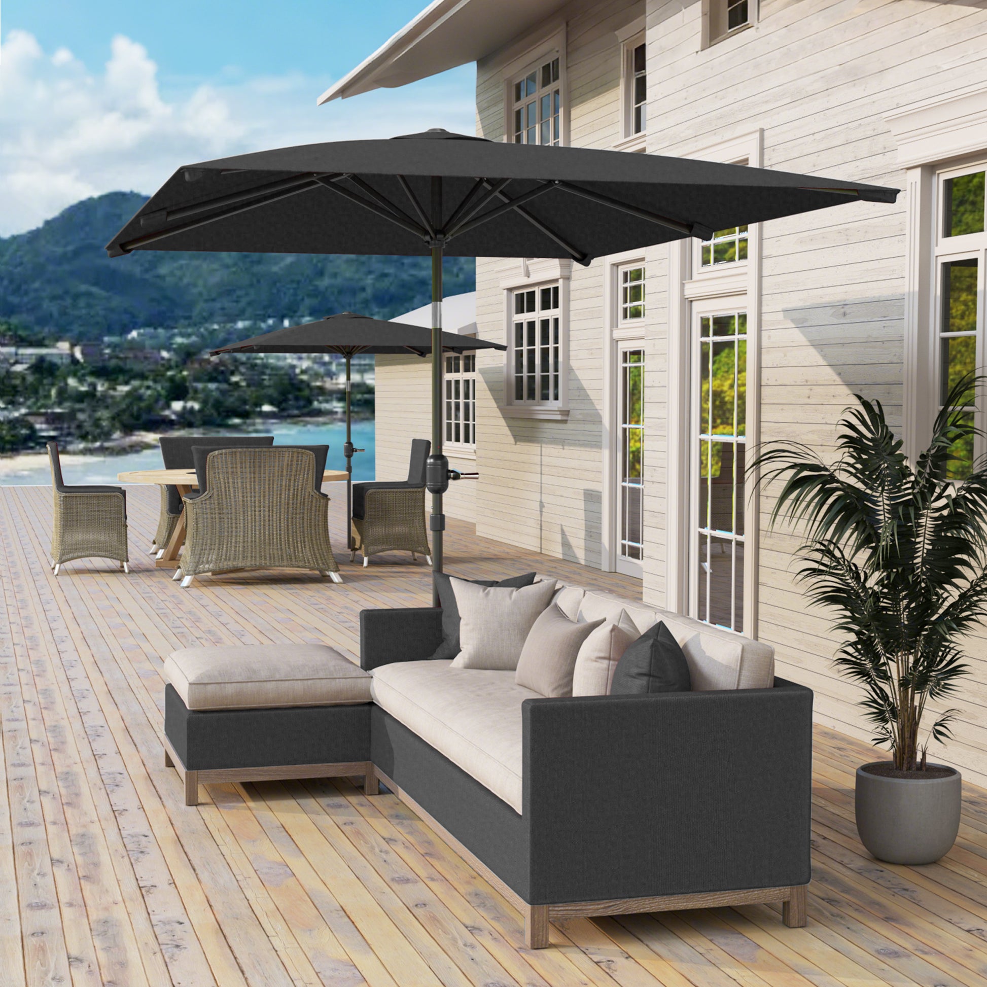 Outsunny Sombrilla De Terraza Exterior 200x300 Cm Con Ángulo Ajustable Gris_1