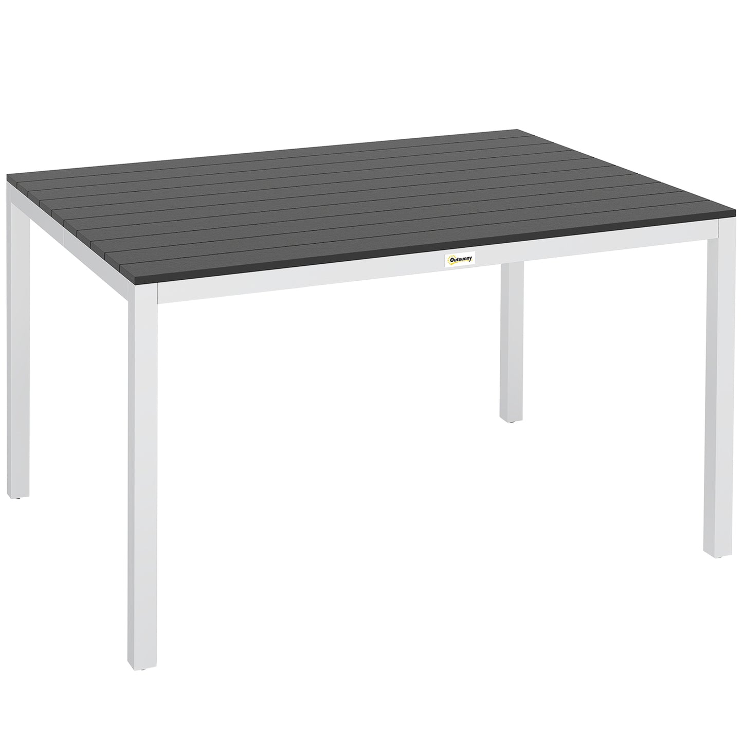 Outsunny Mesa De Comedor De Jardín Rectangular Con Estructura De Aluminio Negro_0