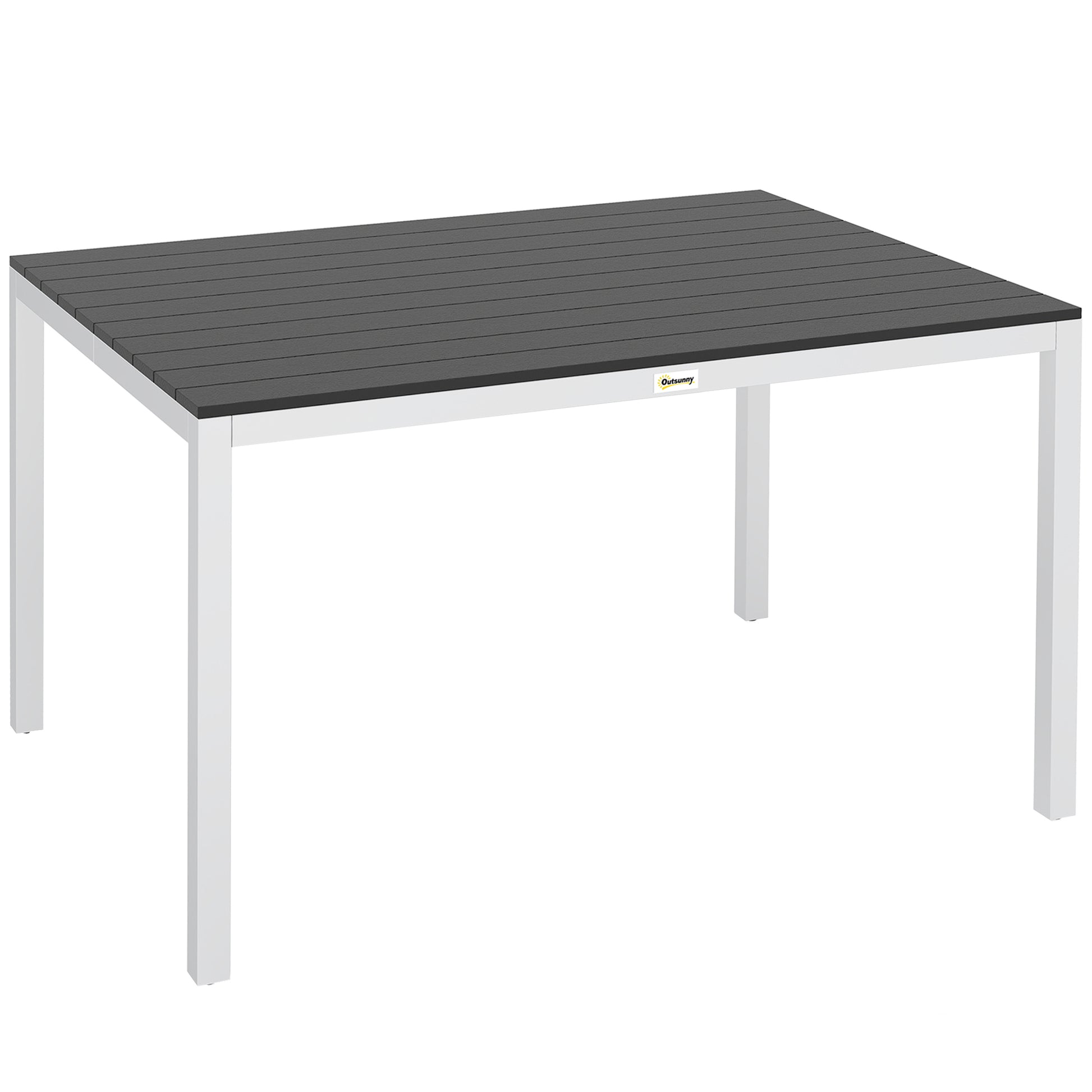 Outsunny Mesa De Comedor De Jardín Rectangular Con Estructura De Aluminio Negro_0
