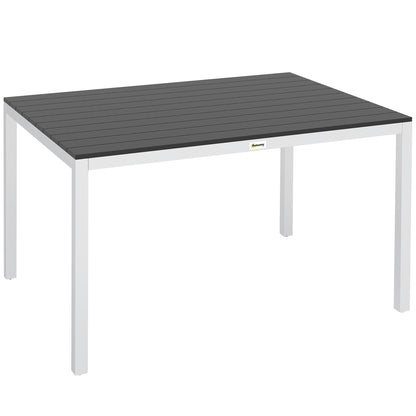 Outsunny Mesa De Comedor De Jardín Rectangular Con Estructura De Aluminio Negro_0