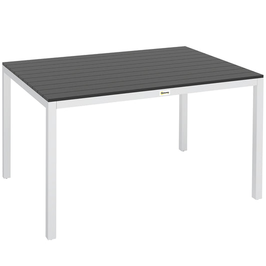 Outsunny Mesa De Comedor De Jardín Rectangular Con Estructura De Aluminio Negro_0