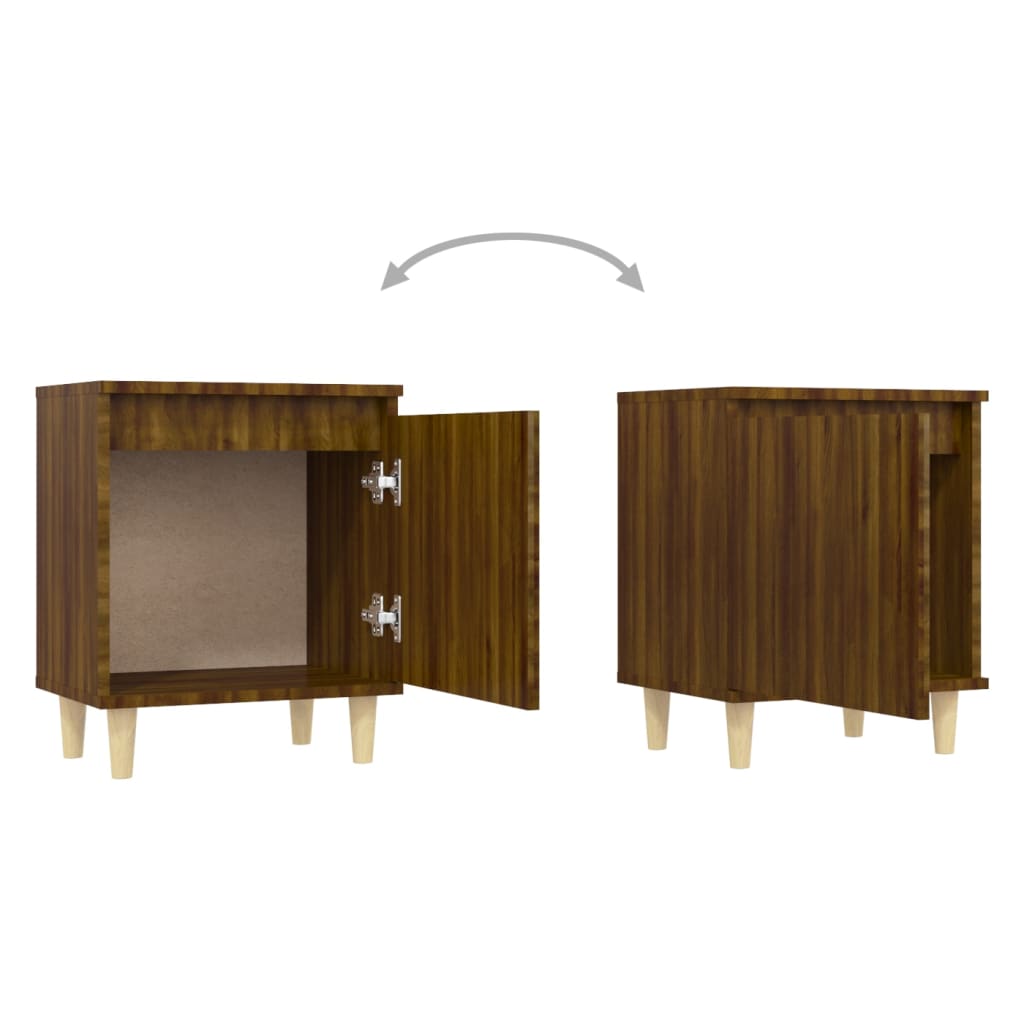 Mesitas De Noche 2 Uds Con Patas Madera Marrón Roble 40x30x50cm_3
