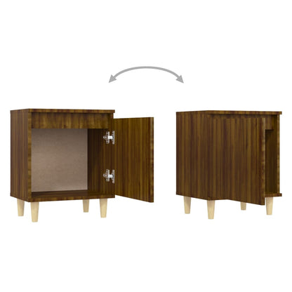 Mesitas De Noche 2 Uds Con Patas Madera Marrón Roble 40x30x50cm_3