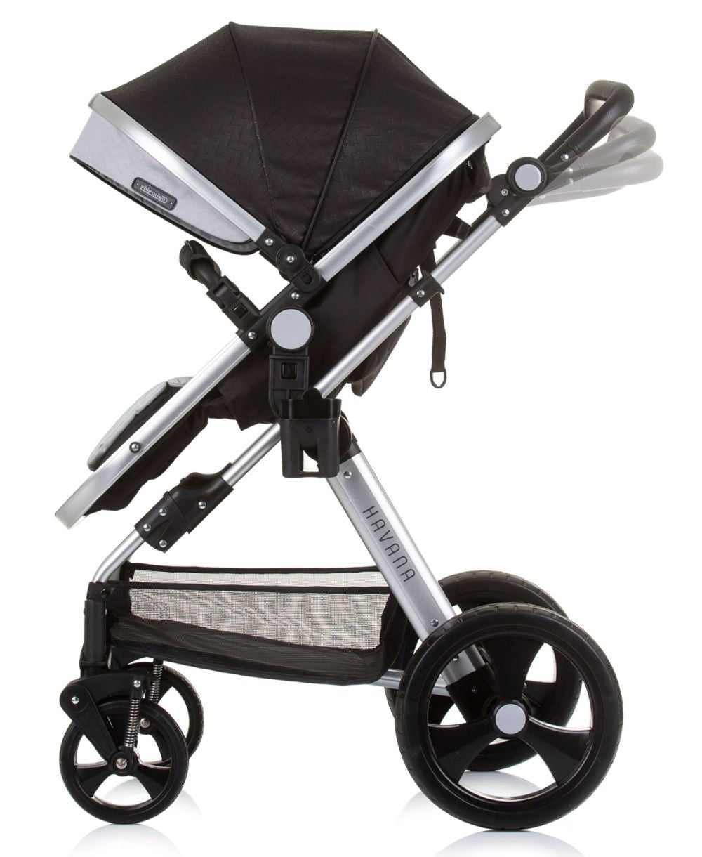 Carrito De Bebé Havana Trio Convertible Hasta 22 Kg Con Bolso Y Mosquitera Obsidian Silver_1