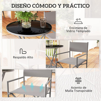 Outsunny Conjunto De Muebles De Jardín Con 2 Sillas Plegables Y Mesa Gris Oscuro_5