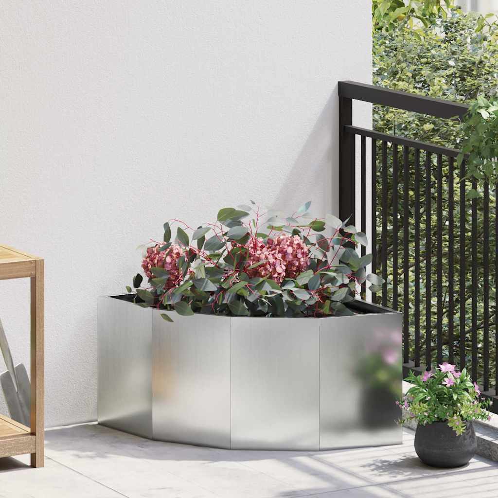 Macetero De Esquina Plateado 60 X 60 X 35 Cm Acero Galvanizado_1