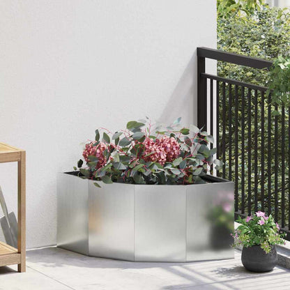Macetero De Esquina Plateado 60 X 60 X 35 Cm Acero Galvanizado_1