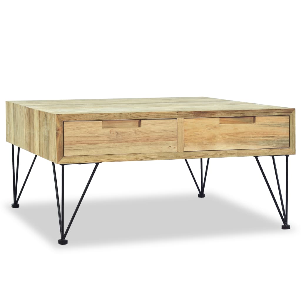 Mesa De Centro De Teca Maciza 80x80x40 Cm_1
