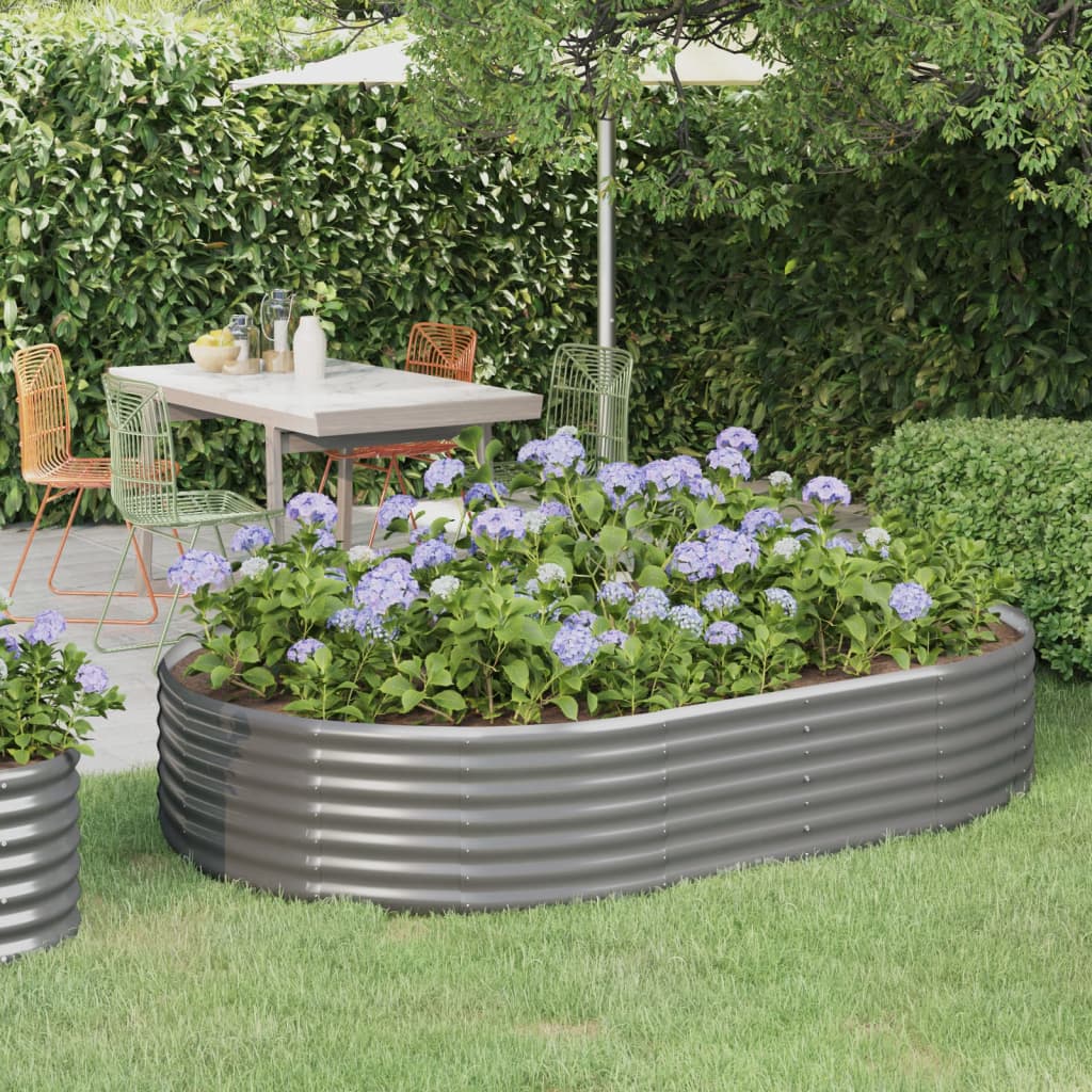 Jardinera Arriate Acero Galvanizado Gris 214x140x36 Cm_1