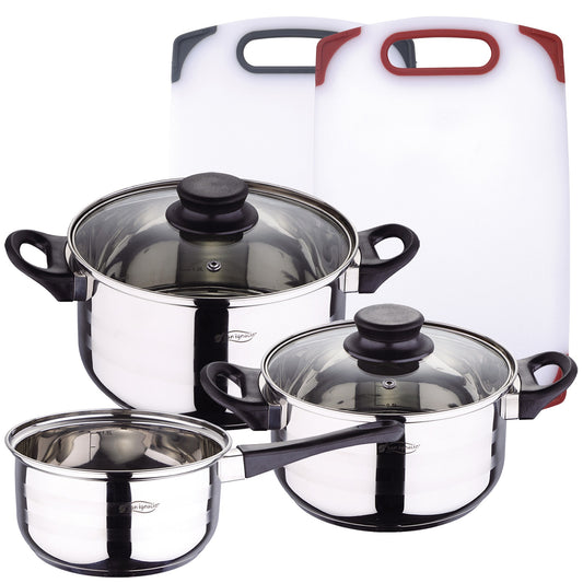 Pack Batería De Cocina 5 Piezas + Set De 2 Tablas De Corte_0