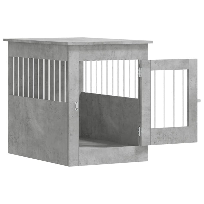 Jaula Para Perros En Mueble Estilo Hormigón Gris 55x80x68 Cm Fabricada En Material De Madera_5
