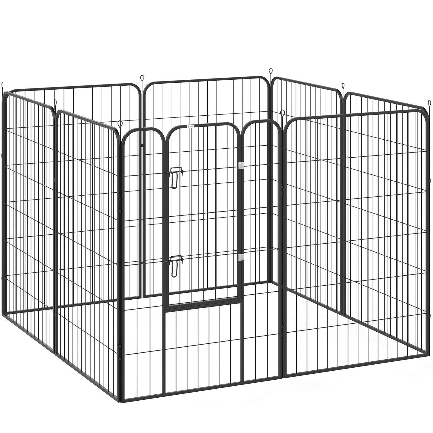 Pawhut Parque Para Mascotas De 8 Paneles 80x120 Cm Con Puerta Y Doble Pestillo_0