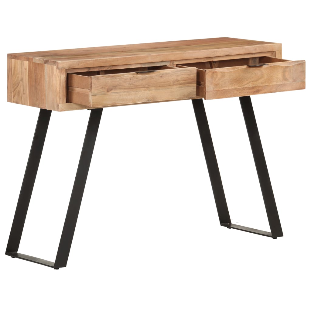 Mesa Consola De Madera De Acacia Bordes Naturales 100x35x76 Cm_0