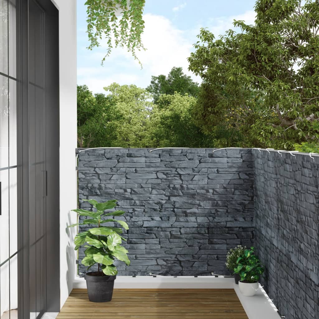 Pantalla De Privacidad De Balcón Pvc Look Piedra Gris 500x120cm / Vetonek_0