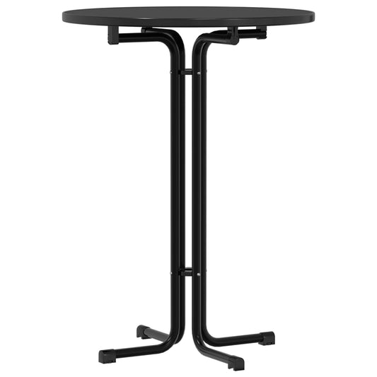 Mesa Alta De Comedor Madera Ingeniería Y Acero Negro Ø80x110 Cm_0