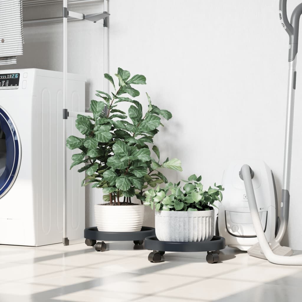 Vidaxl Soporte Para Plantas Con Ruedas 2 Uds Gris Diámetro 34 Cm 35 Kg_1