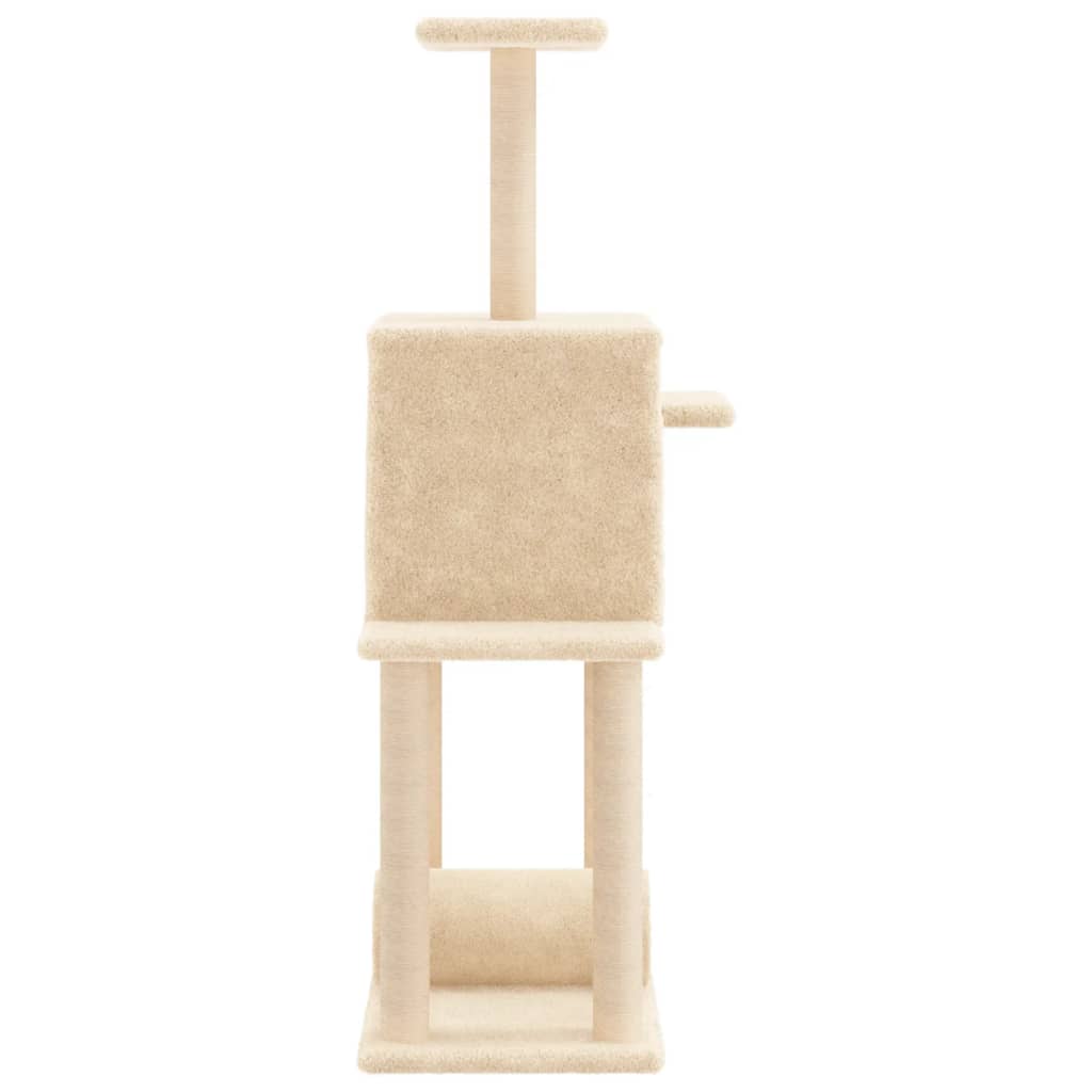 Rascador Para Gatos Con Postes De Sisal Color Crema 122 Cm_4