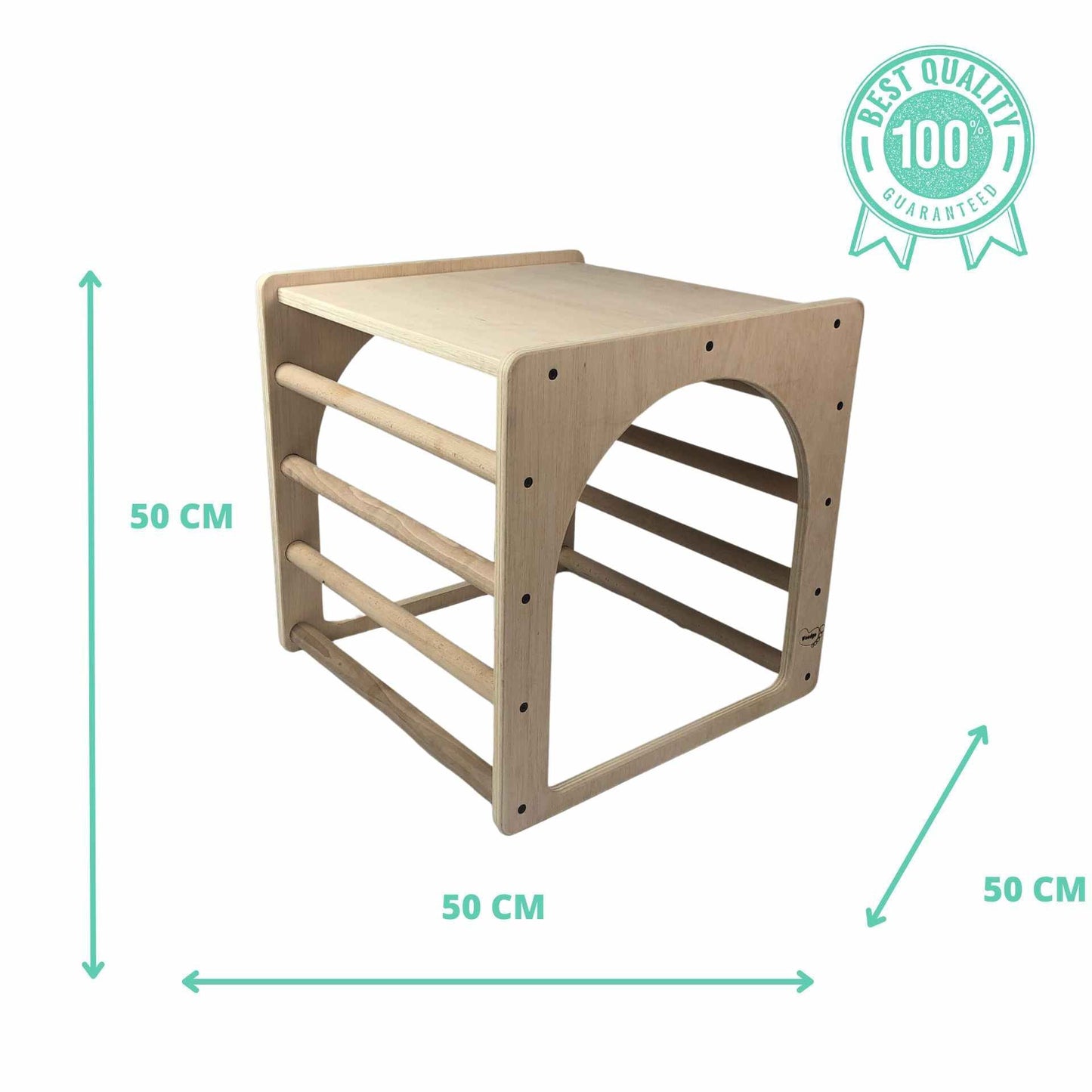 Cubo De Escalada/aprendizaje Pikler De Madera + Rampa Listones. Med: 50 X 50 X 50 Cm. Cunkrl0012. Woodgo._2