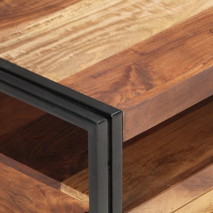 Mesa De Centro De Madera Maciza De Acacia 100x55x45 Cm_3