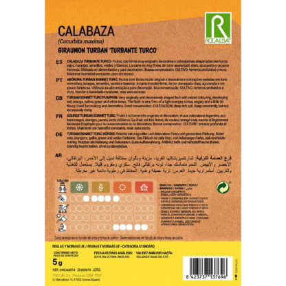 Semillas de Calabaza giraumont turban"turbante turco"