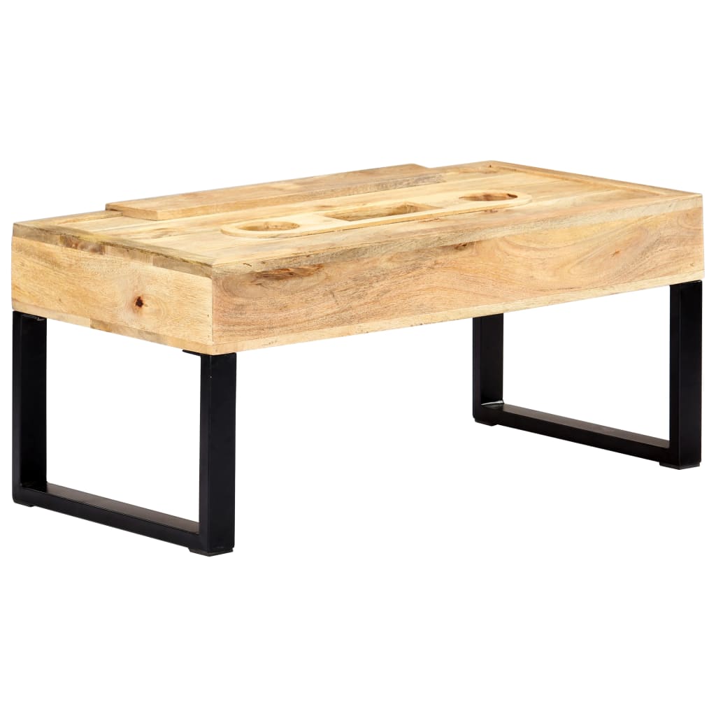 Mesa De Centro Estilo Cassette Madera Maciza Mango 100x52x45 Cm_1