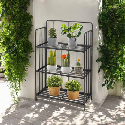 Well Home - Jardinera 3 Niveles Metal Negro Diseño Plegable H.90cm._3