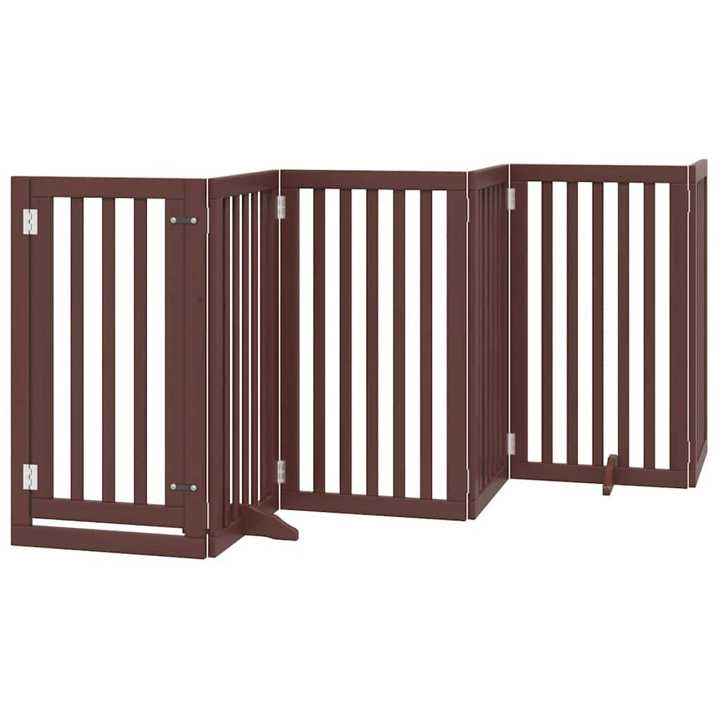 Vidaxl Puerta De Perros Plegable 12 Paneles Madera Álamo Marrón 600 Cm_0