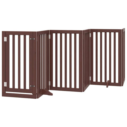 Vidaxl Puerta De Perros Plegable 12 Paneles Madera Álamo Marrón 600 Cm_0
