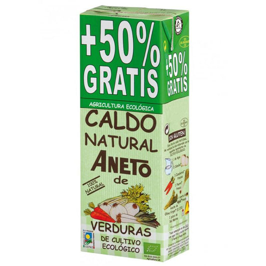 Caldo Natural de verduras Bio 1 L + 500 ml Aneto