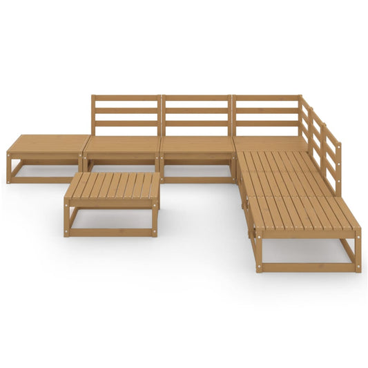Muebles De Jardín 8 Piezas Marrón Miel Madera Maciza De Pino / Vetonek_0