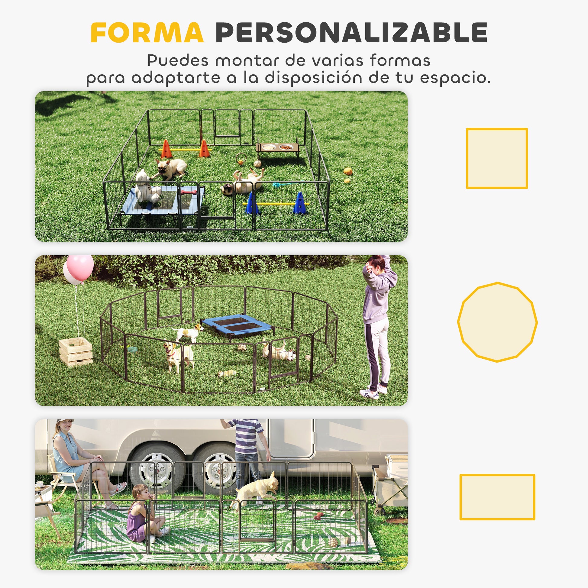 Pawhut Parque Para Perros De 12 Paneles Con 2 Puertas 80x60 Cm Gris_3