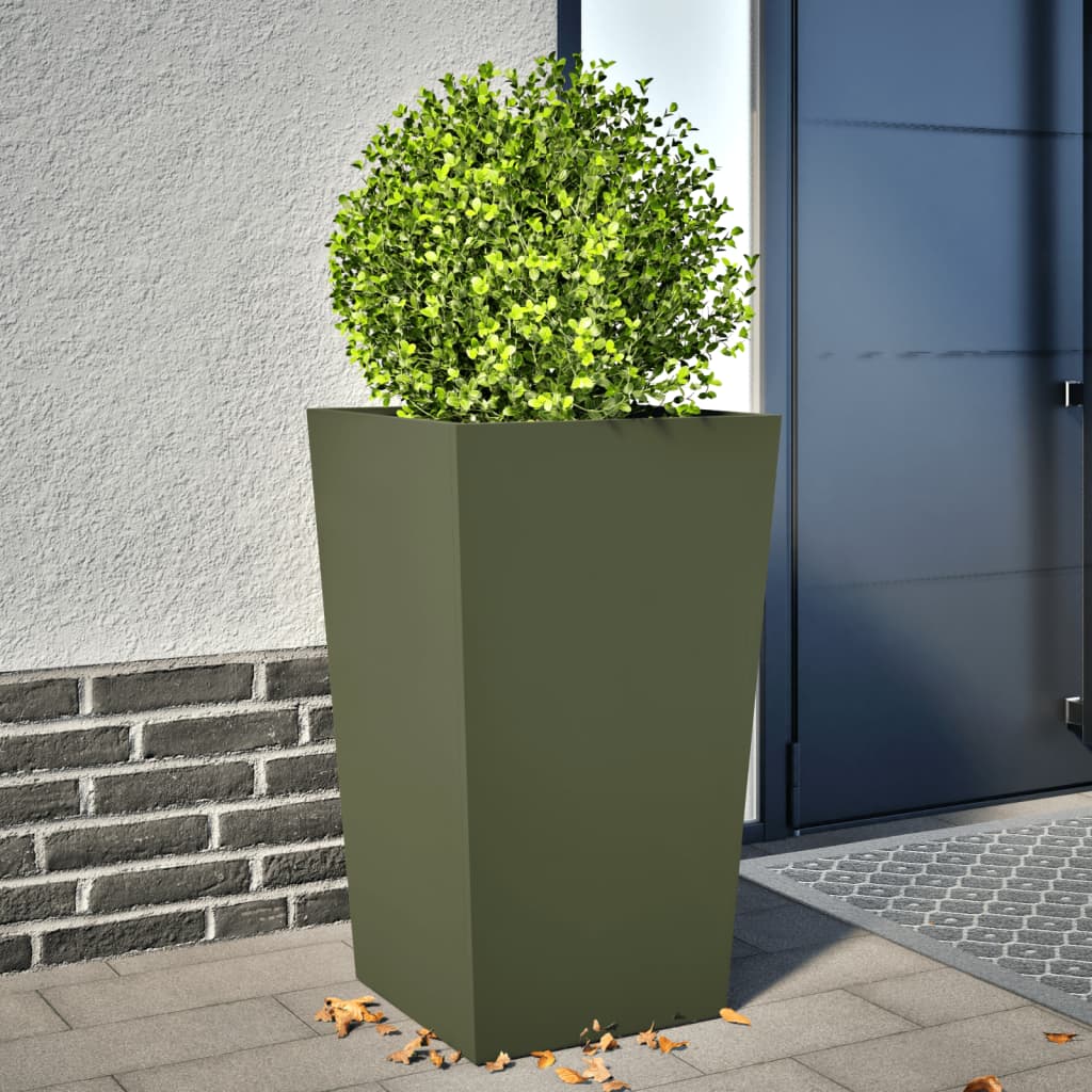 Jardinera De Acero Verde Oliva 45x45x75 Cm_1
