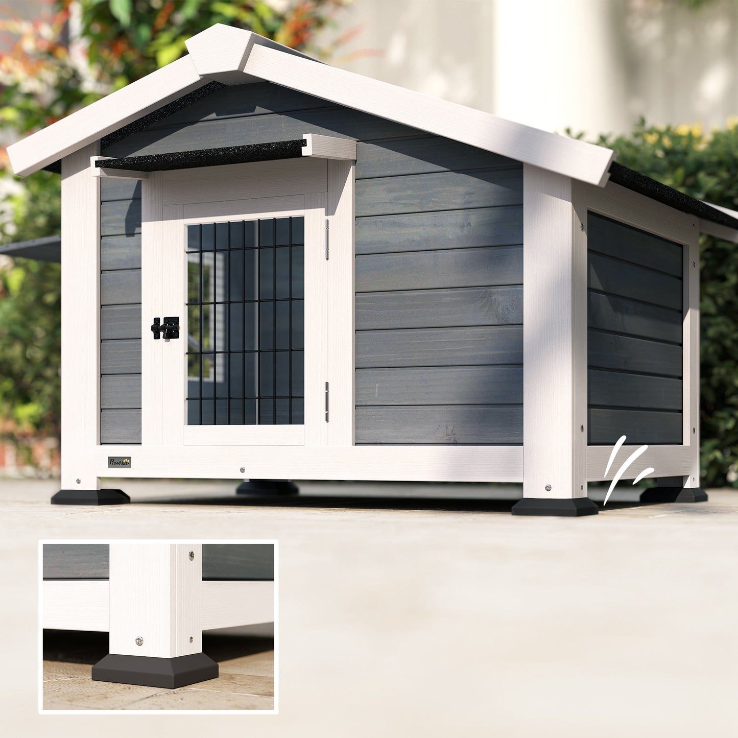 Pawhut Caseta Para Perros Exterior De Madera Con Techo Asfático Suelo Extraíble_4