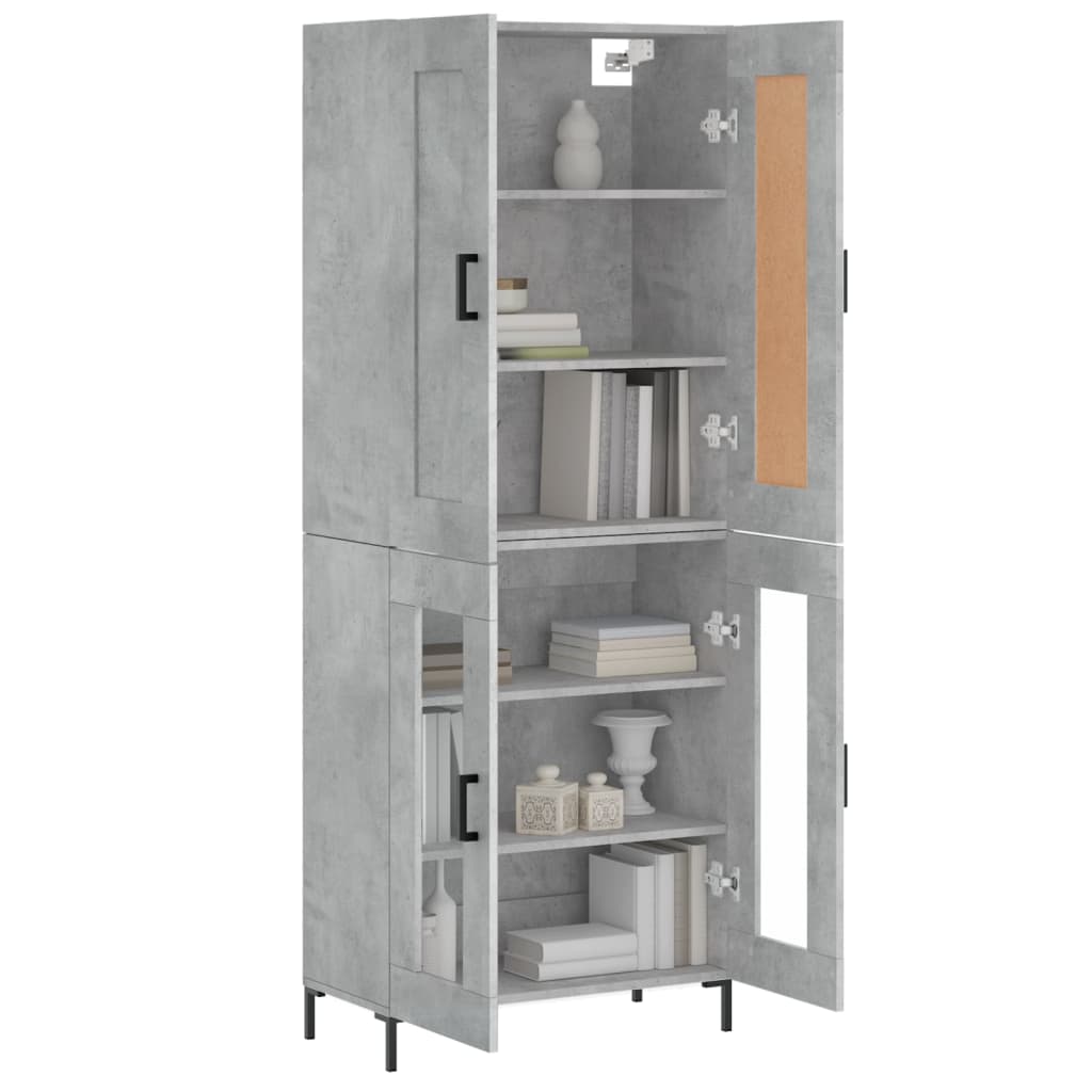 Aparador Alto Madera Contrachapada Gris Hormigón 69,5x34x180 Cm_2
