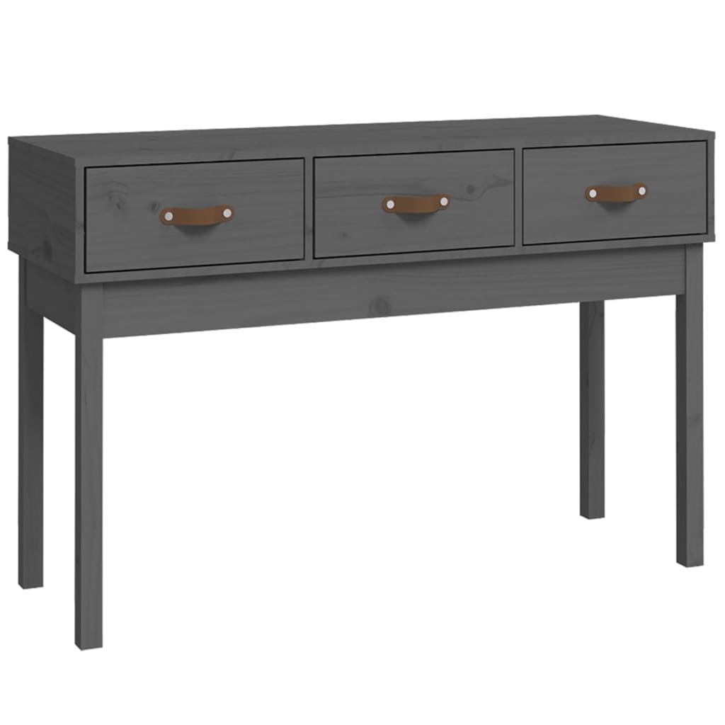 Mesa Consola De Madera Maciza De Pino Gris 114x40x75 Cm_0
