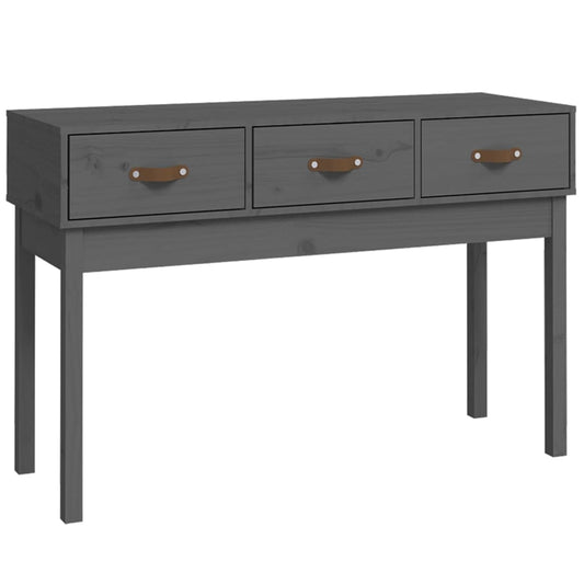 Mesa Consola De Madera Maciza De Pino Gris 114x40x75 Cm_0