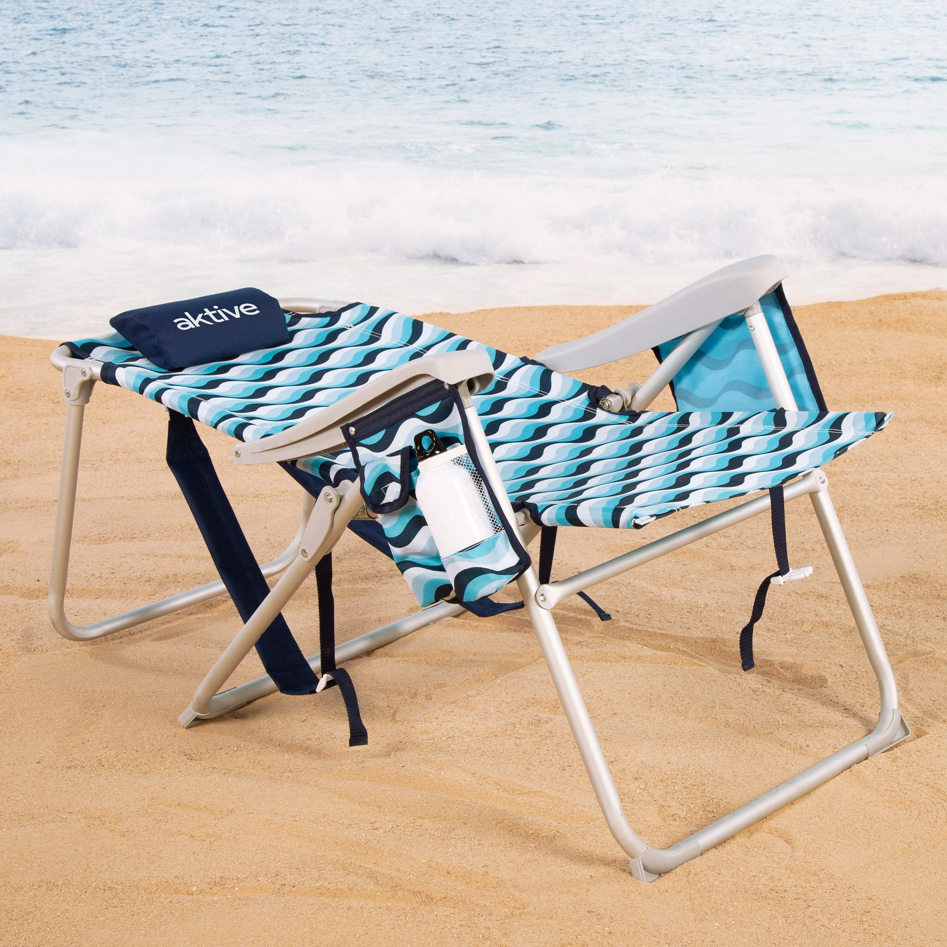 Aktive Pack 2 Sillas Plegables Playa Xl 48x78x95 Cm Aruba 5 Posiciones Con Asas Mochila_2