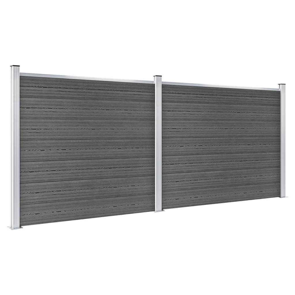 Set De Paneles De Valla Wpc Negro 353x146 Cm / Vetonek_0
