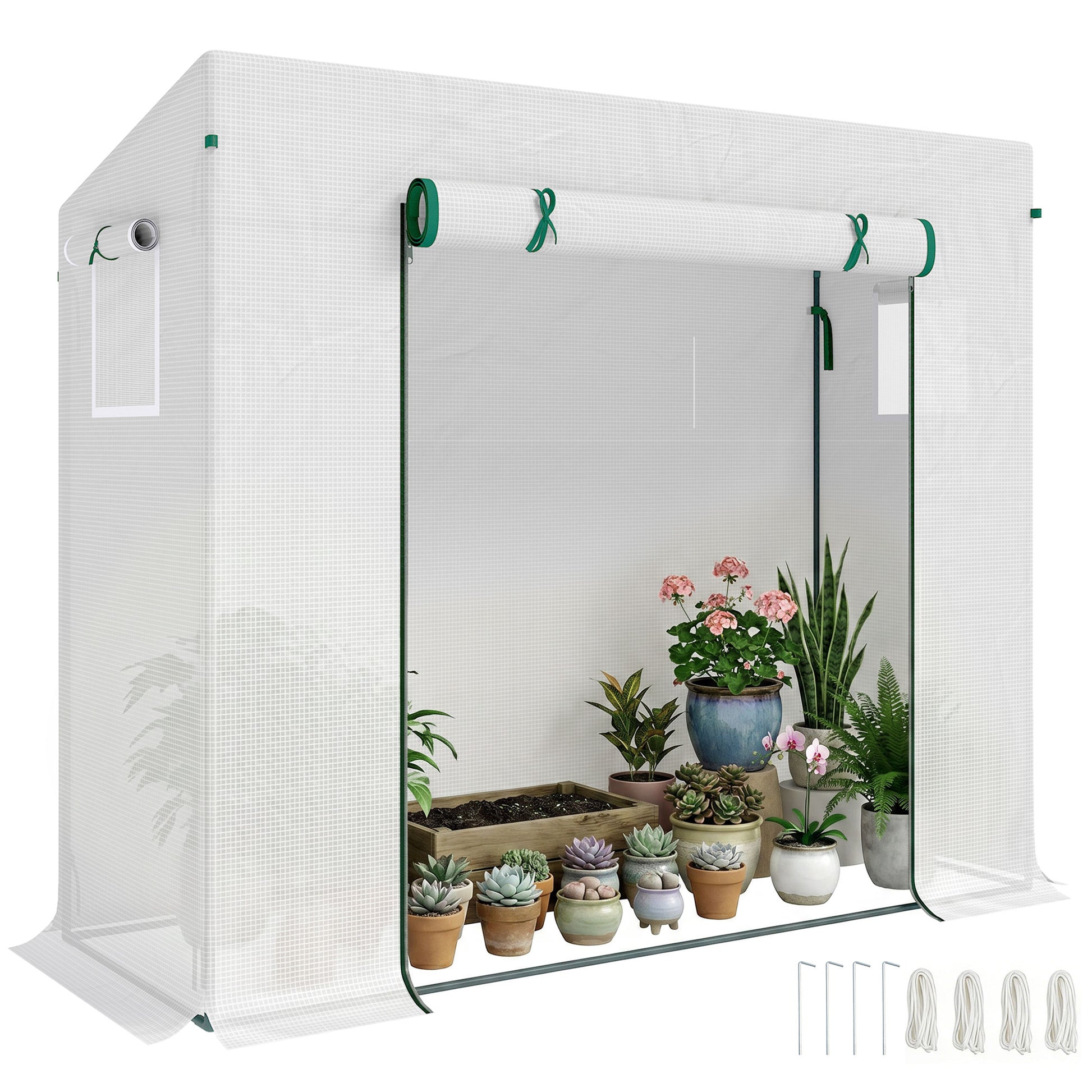 Outsunny Invernadero Pequeño Con Ventanas Para Cultivar Tomates Blanco_0