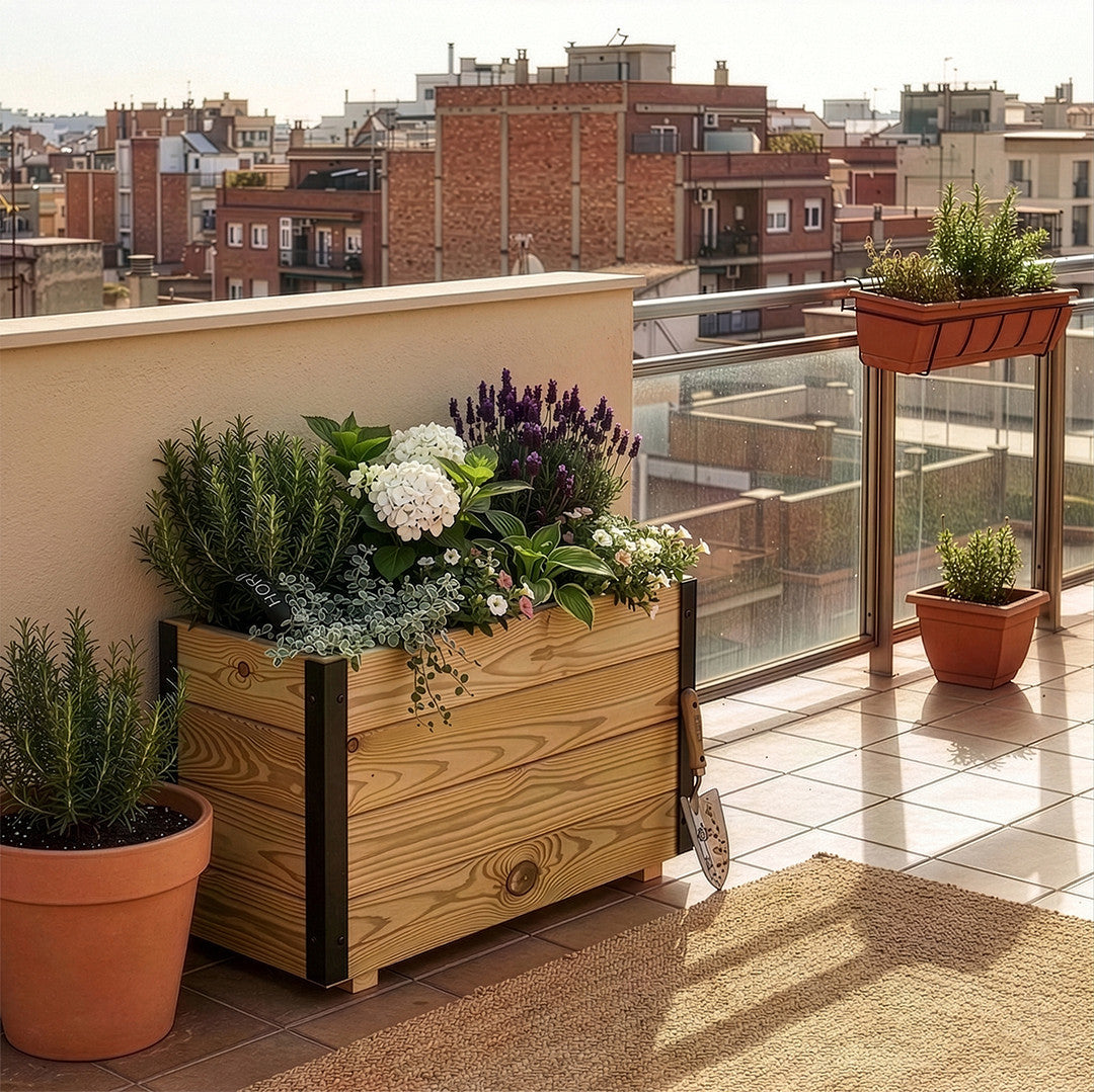 Jardinera De Madera Con Refuerzo De Aluminio 60x30x40 Cm Ghio Al Hortalia_1