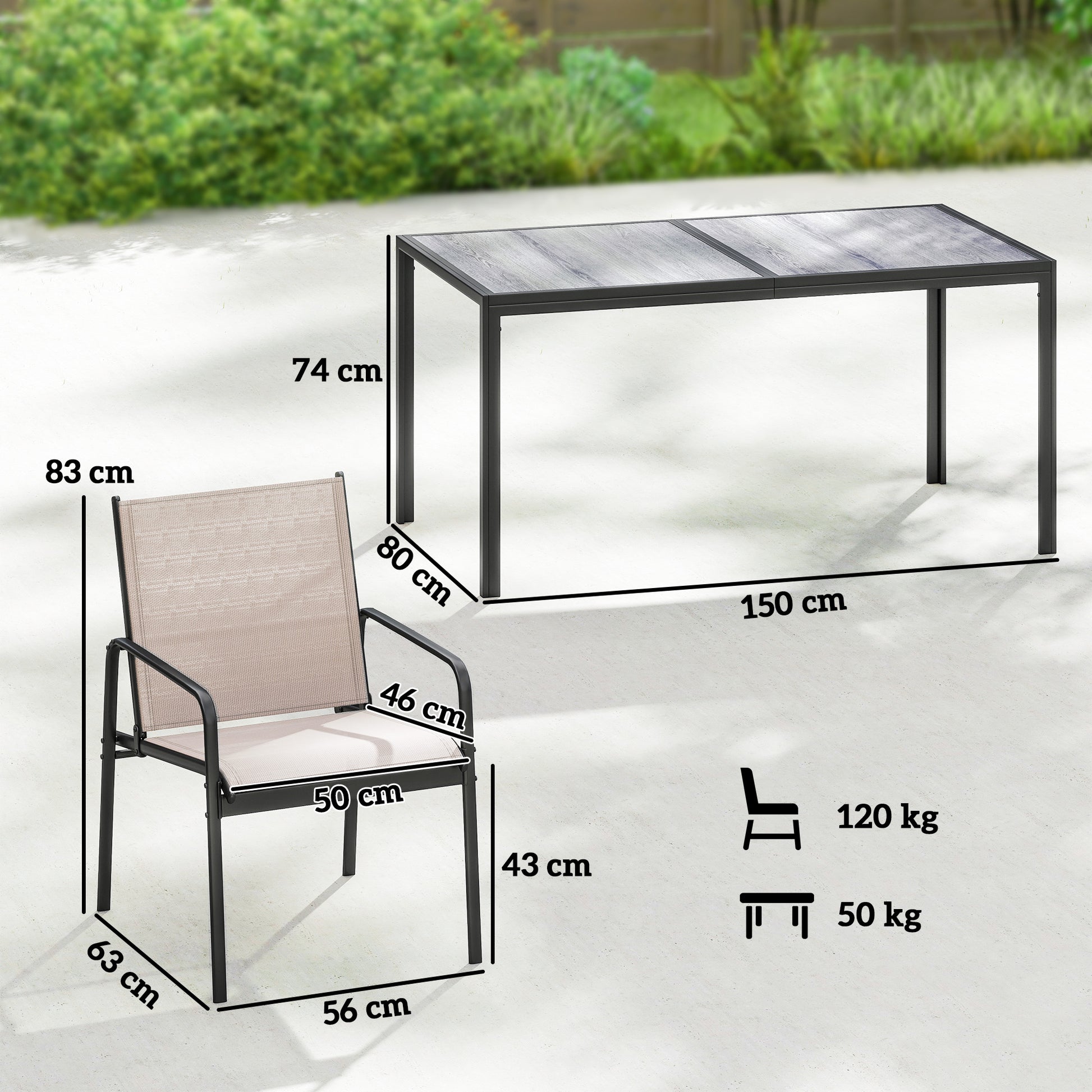 Outsunny Conjunto De Mesa Y Sillas Jardín De 7 Piezas_2