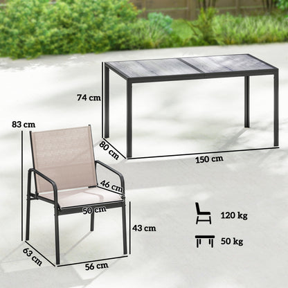 Outsunny Conjunto De Mesa Y Sillas Jardín De 7 Piezas_2