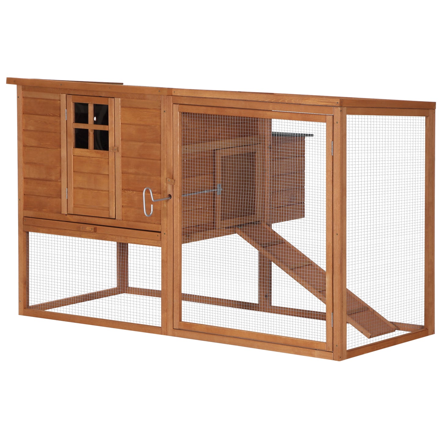 Pawhut Gallinero Exterior De Madera Con Corredor Techo Abatible 168x110.5x101.5_0